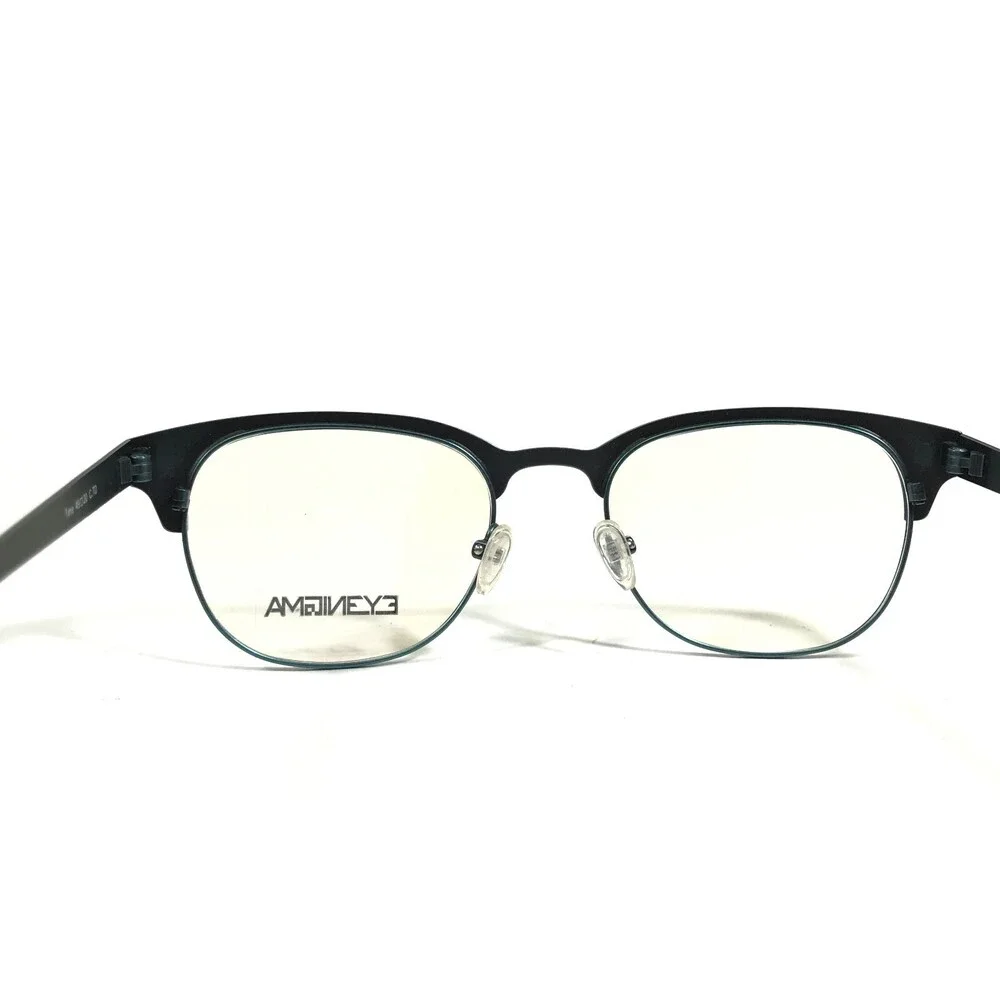 Eyenigma Time C.TD Eyeglasses Frames Blue Ribbed Round Full Rim 49-20-135